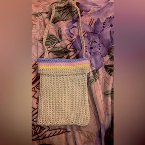 Handmade crochet bag, purple pink and yellow bag